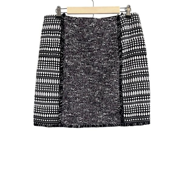 Loft Chic Animal Print Skirt 10 Black Tweed Indie Hippie Edgy Urban Western 80s - Picture 7 of 10